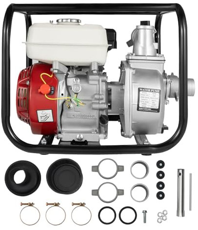 Petrol Water Pump 6.5HP 210cc 4 Stroke Petrol Engine Dirty Water Pump 4.8Kw Heavy-Duty 2 Gasoline Water Garden Pump 36000L/h for Garden Lawn Irrigation, Swimming Pool, Water Transfer