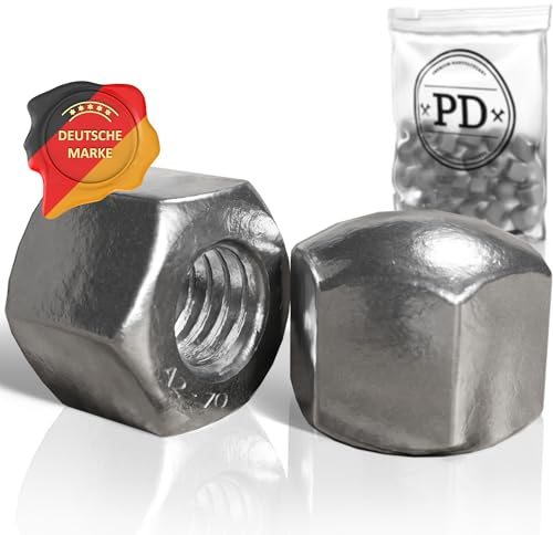 PD® Tuercas de sombrerete M8 de Acero inox (DIN 917) | Tuercas de sombrerete. A2 V2A | Tuercas de sombrerete de protección para tornillos, varillas roscadas y pernos roscados | 25 Pts.