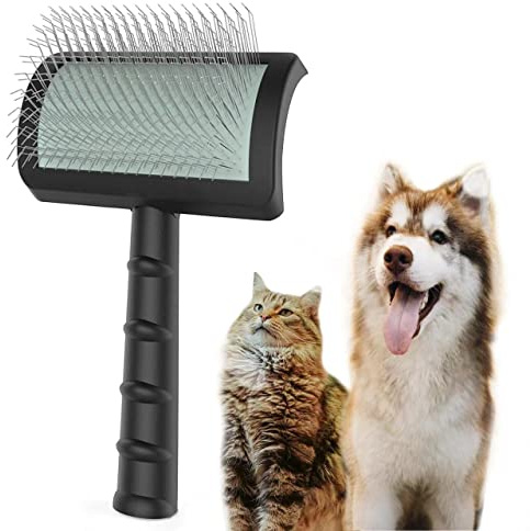 TinyPoint Large Slicker Brush for Dogs,Cats,Extra Long Pin Shedding Brush for Long Haired Dog,Cat, Pet Grooming Wire Brush for Thick Undercoat Curly Hair,25mm(1),Black