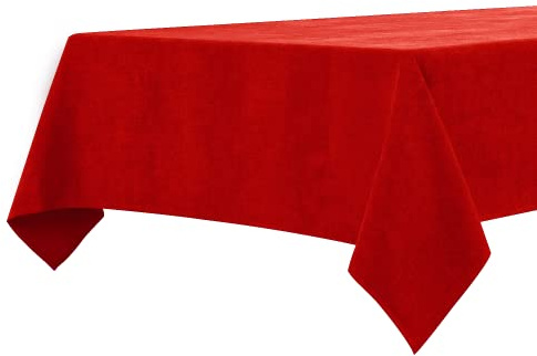 BALCONY & FALCON Table Cloth Waterproof Washable Red 140x240cm | Rectangular, Faux Linen, Heavyweight, Wrinkle Resistant, Wipe Clean, Farmhouse, Dining, Kitchen, Wedding, Party, Outdoor