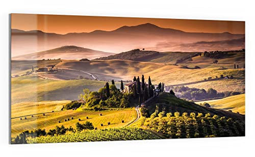 DEQORI Glasbild Echtglas | Motiv Toskana Panorama | horizontal einteilig 100x50 cm | schöne Dekoration | Wandbild für Wohnzimmer, Schlafzimmer, Flur & Küche | moderne Wanddeko