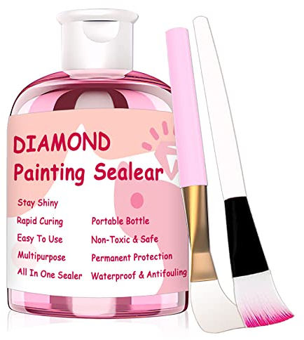 Diamond Painting Sealer 150ML with Brushes, 5D Diamond Painting Glue Sets Permanent Hold & Shine Effect & Protect (1PC)