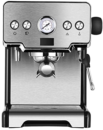 Cafetière Cafetière Machine à café Machine à café à Vapeur en Acier Inoxydable Machine à café Expresso Semi-Automatique à Bulles de Lait Commerciale (Couleur: Argent, Taille: UK) (Silver UK)
