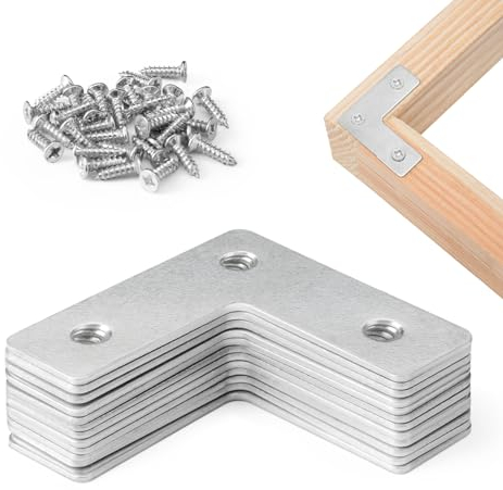 Angle Brackets Corner Bracket for Wood 12 Pcs | 37mm x 37mm x 13mm | L Brackets for Wood with 36 Screws - Galvanised Steel Plate Set for Fixing and Repairing Furniture, Tables, Windows and Cabinets