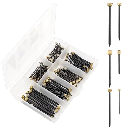 TOKSEO 110 pièces Clous de Suspension,clous pour accrocher des tableaux Clous en acier avec boîte de rangement en plastique Pour accrocher des photos sur des murs en bois, des plaques de plâtre