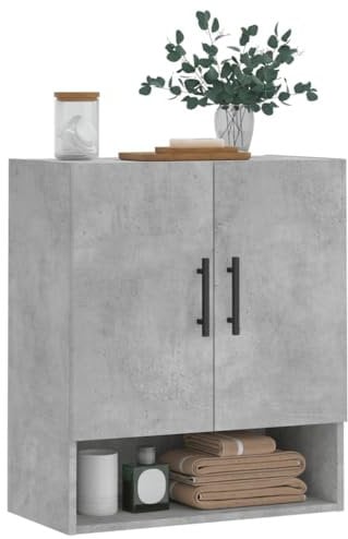 Tidyard Armadietto a Muro,Mobile a Parete,Armadio Sospeso,Mobile da Bagno da Parete,Mobile Pensile Bagno,Armadietto pensile da Bagno,Pensile da Cucina,Grigio Cemento 60x31x70 cm in Legno Multistrato