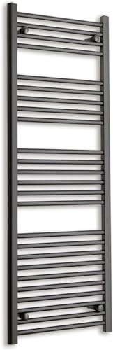 450mm Wide 1400mm High Black Heated Towel Rail Straight Flat Bathroom Warmer Radiator Rack Central Heating Turkish Zone (450x1400)