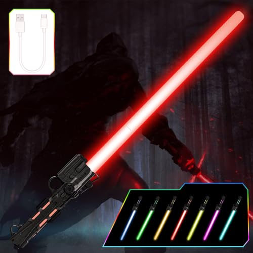 OSDUE Sabre Laser, Lightsaber, Epées Laser à LED avec Son, Costume d'halloween, Articles de Fête, Cadeaux, Combattants et Guerriers de la Galaxie, Jouet de Cosplay, Rechargeable Sabre Lumineux