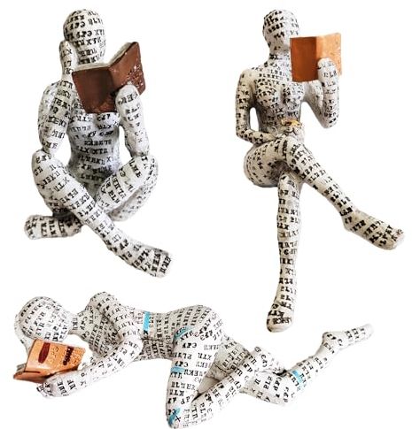 PIGPIGFLY 3Pcs Estatua Mujer Leyendo,Decoracion Hogar,Figuras Decorativas,Decoraciones de Oficina, Sala de Estar Decorativa Moderna para Poner,Decoración de Estantería