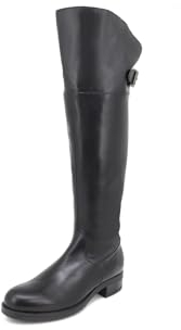 QUEEN HELENA Stivali Alti di Pelle con Gmabale Alto Casual Donna QH20-L10 (Nero, 37)