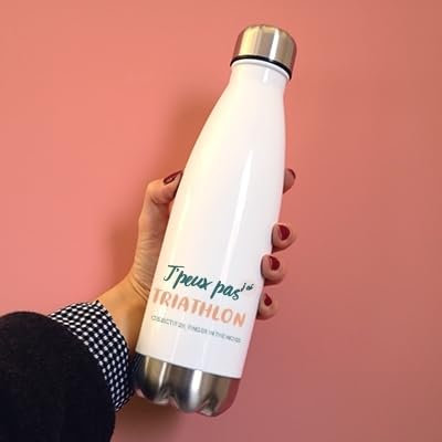 CADEAUX.COM - Gourde Personnalisable - J'peux Pas J'Ai Triathlon - Gourde Isotherme Personnalisée - 500ml - Bouteille Thermos avec Message - Idée Cadeau Original- Cadeau Homme - Cadeau Femme