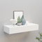 FENLAX Étagère murale à tiroirs 60 x 23,5 x 10 cm en MDF, métal blanc, avec tiroir, étagère flottante, avec tiroir, tiroir suspendu, mur de salon, armoire suspendue moderne