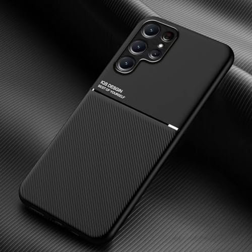 COMAKU Cover per Samsung Galaxy S24 Ultra, Ultrasottile PU + TPU Silicone Antiscivolo Antiurto Case Con Texture Bumper Custodia Cover - Nero