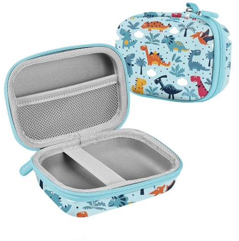 Leayjeen Étui pour Appareil Photo Compact Enfants Compatible avec ASTGMI/Gofunly/ZHUTA/Yokiss/HiMont/Hangrui/HOOMOON,Cadeau pour Enfants de Noël, Cadeau d'anniversaire(étui Uniquement) Dinosaure Bleu