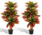 COSTWAY 100CM/150CM Artificial Croton Plant, Fake Croton Palm Tree with Colorful Variegated Leaves, Natural Wood Trunk and Nursery Pot, Realistic Greenery Potted Plant for Office Home (2, 100CM)