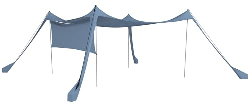 Outsunny Sonnenschutzdach Sonnensegel Wasserdicht Wetterschutz mit Stahlstangen, Schaufel, Tragetasche, für Camping, Reisen, Picknicks 3 x 3 x 2 m, Blau