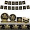Black Gold Graduation Party Tableware Set,70pcs Graduation Dinnerware Congrats Grad College High School Class of 2025 Party Paper Plates Cups Napkins Tablecloth and Banner