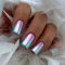 24pcs French Tip Short Square Nude White Press-on Nails - Removable Glue-on Full Cover Acrylic Tips for Women and Girls - Blue-Purple Gradient Pattern