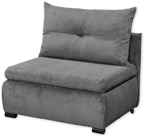 CHARLIE Bequemes Schlafsofa mit Bettkasten in Cord-Optik, Ash - Kompaktes Sofa mit Schlaffunktion - 103 x 75/90/92 x 83 cm (B/H/T)