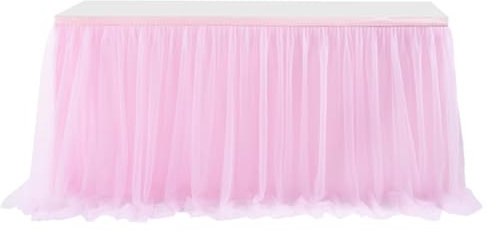Wisafory Gonna da tavolo in tulle, tutù, da tavolo, in tulle, da scrivania, in garza, per matrimoni, compleanni, feste, bar, Natale, rosa, 183 x 77 cm