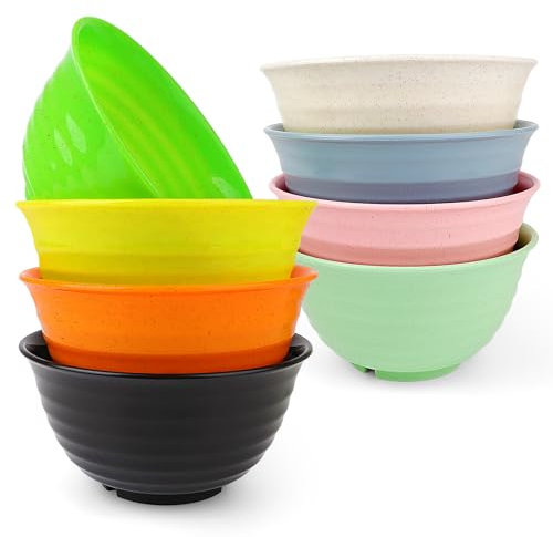 GIOVARA 28 oz Müslischalen Schüssel, 8er Set Plastik Schüssel, Müslischalen kunststoff wiederverwendbar, BPA-frei, spülmaschinenfest mikrowellengeeignet, Frühstücksschale für Müsli, Joghurt, Obst