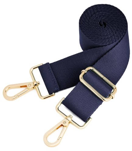QIUTIMIY Schultergurt, Verstellbarer, Dicker, weicher, universeller, Rutschfester Ersatz-Komfortgurt mit Metall-Drehhaken für Umhängetasche/Messenger-Tasche(Navy)