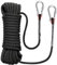Corde d'escalade de 10 mm avec mousqueton, corde d'escalade, corde d'escalade avec 2 crochets, corde de sécurité en nylon pour alpinisme, pêche, camping, balançoire (noir)