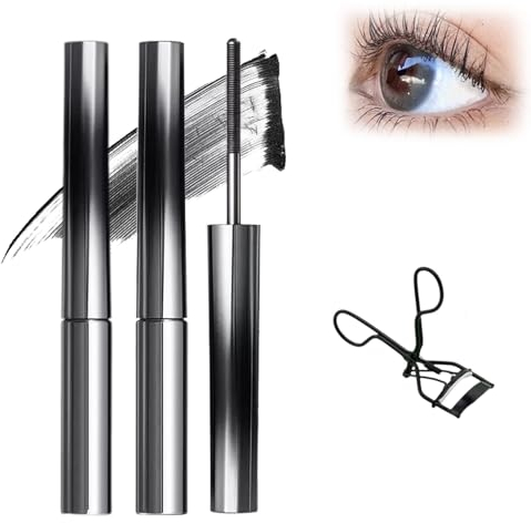 Arlio Iron Wand Mascara, Vivavogue Lash, 3D Curling Eyelash Iron Mascara, Arlio Non-Smudging Mascara, Curling Iron Mascara, Waterproof Long Lasting Mascara Volume and Length (Black 2pcs)