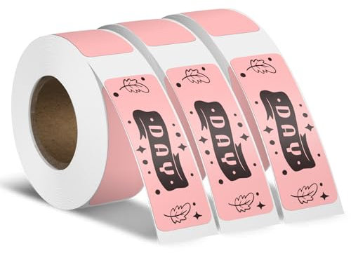 YIKIADA 3 Rolls Label Maker Tapes for D30 12 × 40 mm Vinyl Self-Adhesive Waterproof Stickers for Q30/Q31 Pink