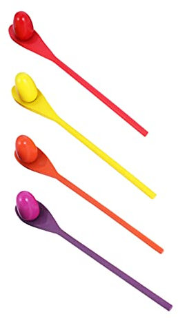 Hohopeti 4set Spoon Race Game Sets Wooden Balance Stick Toys Boys and Girls Outdoor Games Relay Race for Family Fun