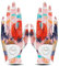 LOVMEAD Damen Golf Handschuh Golfhandschuhe Leder mit Ballmarker All Wetter Linke Rechte Hand Paar, Damen-Golfhandschuhe Rain Grip Weathersof atmungsaktiv weich rutschfest (Orange Linien, M)