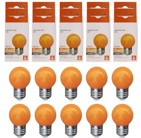 Maxled, Light is Led! Bunte Glühbirnen E27 Außenbereich 1W Farbige LED Glühbirne 50LM G45 Beleuchtung Birne Bunt Deko Leuchtmittel Birnenform für Außen Innen Hochzeit Weihnachten Party Bar 10er Pack