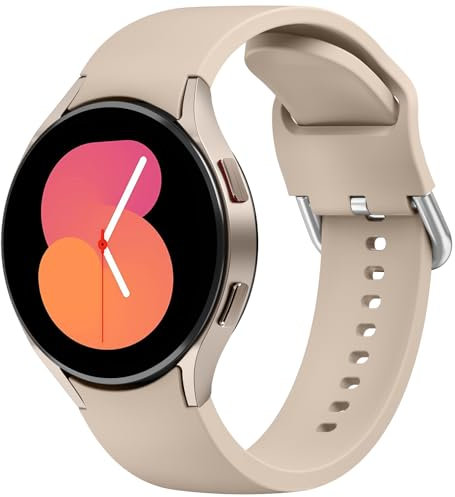 Vancle Armband für Samsung Galaxy Watch 5 40mm 44mm & Galaxy Watch 5 Pro 45mm, Silikon, Beige, Groß, Klassisch, Fleckenbeständig, Hochhärte, Leicht, Atmungsaktiv, Klappverschluss, Uhrenarmband