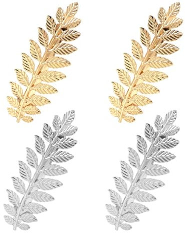 Pinces À Cheveux En Forme De Feuille 4 Pièces, Pinces À Cheveux Rétro, Pinces À Cheveux En Métal Élées, Pinces À Cheveux Décoratives, Accessoires Pour Cheveux
