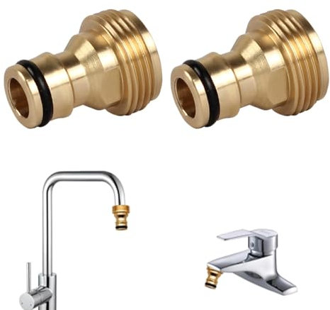 HAFRILY Adapter Wasserhahn Gartenschlauch,Schlauchadapter 3/4 Zoll Schlauchanschluss Wasserhahn Adapter Wasserhahn für Garten Schnellkupplung Gartenschlauch Anschluss(2 Stück)