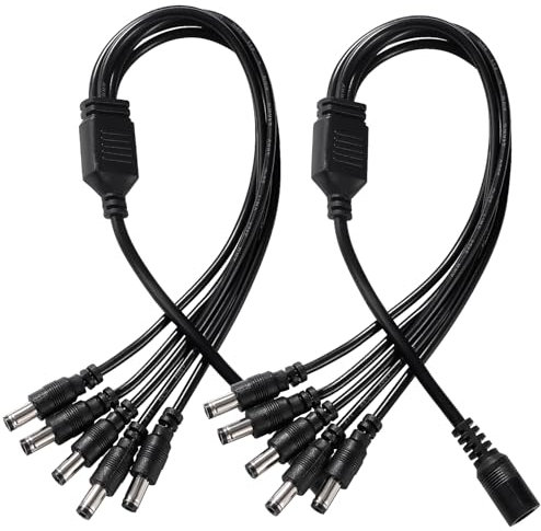 KUOQIY 2 PCS 5.5x2.1 mm 5-24 V 1 Female to 5 Male DC Power Splitter Cable, 5 Way DC Power Cable, Camera Splitter Cables, for CCTV Cameras, LED Light Strip, Router and More