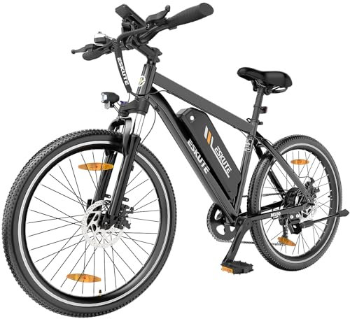 ESKUTE M100 E Bike Herren, E-Mountainbike Elektrofahrrad 27.5 Zoll E-Cityrad mit 36V 10.4Ah Abnehmbarer Lithium-Akku, Heckmotor 50 Nm Drehmoment, EU-Konformes E Fahrrad, Schwarz