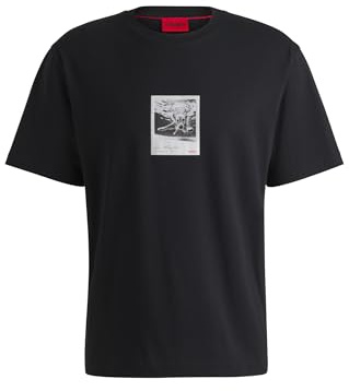 HUGO Herren Darthy T-Shirt aus Baumwoll-Jersey mit Hunde-Grafik Schwarz001 XXL