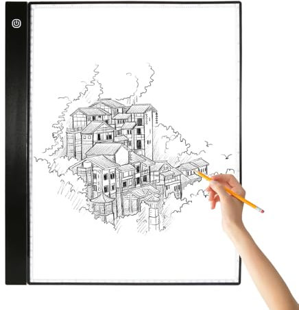 A3 LED Tracing Light Box Pad Grafiktablett 4 mm ultradünnes Zeichenbrett Copyboard 3 Stufen Dimmen mit separaten Skalenplatten Clips USB-Kabel für Künstler Animation Design Skizzieren Kalligraphie
