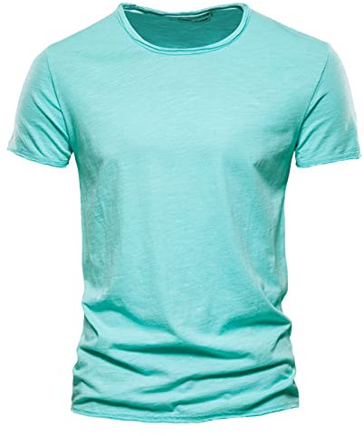 Armbanduhr Herren Digital Kurzärmliges -T-Shirt aus Baumwolle für Herren. Bequemes -Top Tank Top Dachdecker (Light Blue, M)