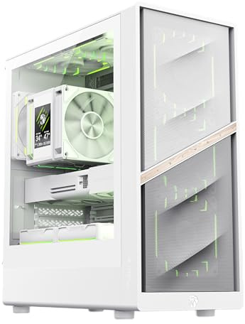 GAMEMAX AERIS 330 MW MATX - Alloggiamento da gioco a forma di leone artiglio, 4 ventole ARGB, rete ad alto throughput, supporto M-ATX, GPU da 330 mm, radiatori da 240/360 mm, USB-C, multi memoria