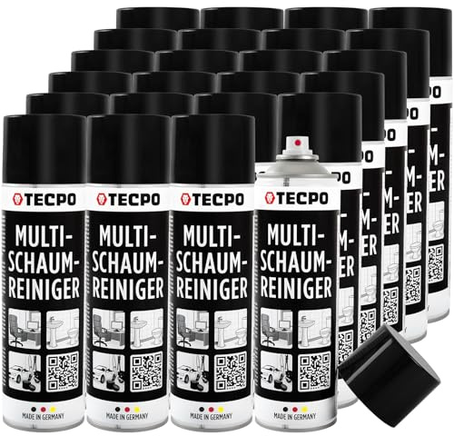 TECPO 24x Multi Schaum Reiniger, 500ml Kfz Reinigungsmittel für Innenraum, Kunststoff, Scheiben, Polster, Glas, Metall Autopflege Aktiv Reiniger