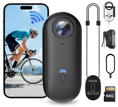 MDCGN 1080P HD Thumb Action Camera Wearable Mini Body Cameras with 64GB Hands-Free POV Vlogging Camera with Magnetic Portable Underwater Cam for Valentines, Travel, Cycling, Motorcycle, Fishing