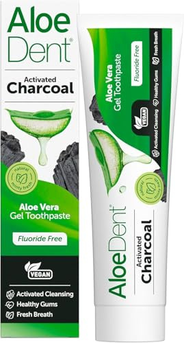 Aloe Dent - Activated Charcoal Gel Toothpaste - Fluoride Free - Activated Cleansing, Supports Healthy Gums & Freshens Breath - Vegan, Cruelty & SLS Free - 100ml - 3 Pack