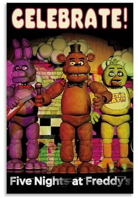 SRJUDR Five Nights at Freddy's FNAF Poster Vintage Videospiel-Poster Kunst Pop Wandkunst & Drucke Leinwand Design Portrait Wanddekoration 50x75cm (20x30inch) ungerahmt