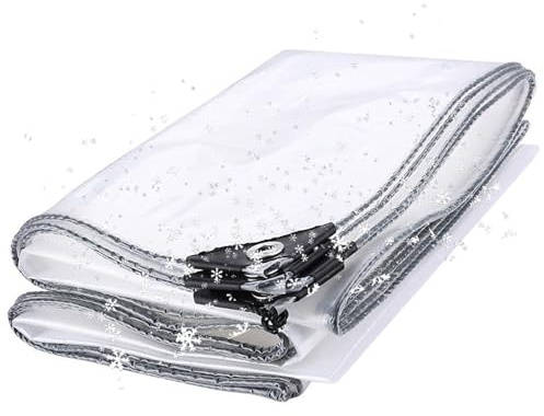 Transparente Plane 178 x 265 cm Ultra Reißfeste Gewebeplane mit Verstärkten Ösen Abdeckplane Schutzplane Bauplane aus PVC Faltbar mit Seil für Pavillons, Carports, Balkon, transparent