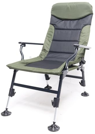 TCTNT Premium Folding Reclining Fishing and Camping Chair, Green, 600D Oxford Cloth, X Large, Adjustable Legs with Mud Feet, 180kg Capacity