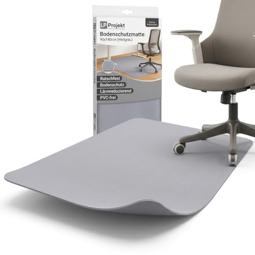 LP Projekt Bodenschutzmatte 90x140cm – rutschfeste und strapazierfähige Bürostuhlmatte für Hartböden und Teppich | Hellgrau Bodenschutzmatte für Zuhause & Büro | Erhältlich in verschiedenen Größen