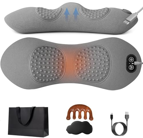 Deepcomfort 3 in 1 Massage Pad, 3 in 1 Rückenmassagegerät mit Wärme/Vibration/Lendenwirbelstütze, Ergonomische Rückenstütze for Nacken, Schultern und Rücken (B)