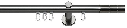 Innenlauf Gardinenstange Alicante, Edelstahl Optik, Ø 20 mm, 1-Lauf, 160 cm, inkl. Trägern und Gleitern